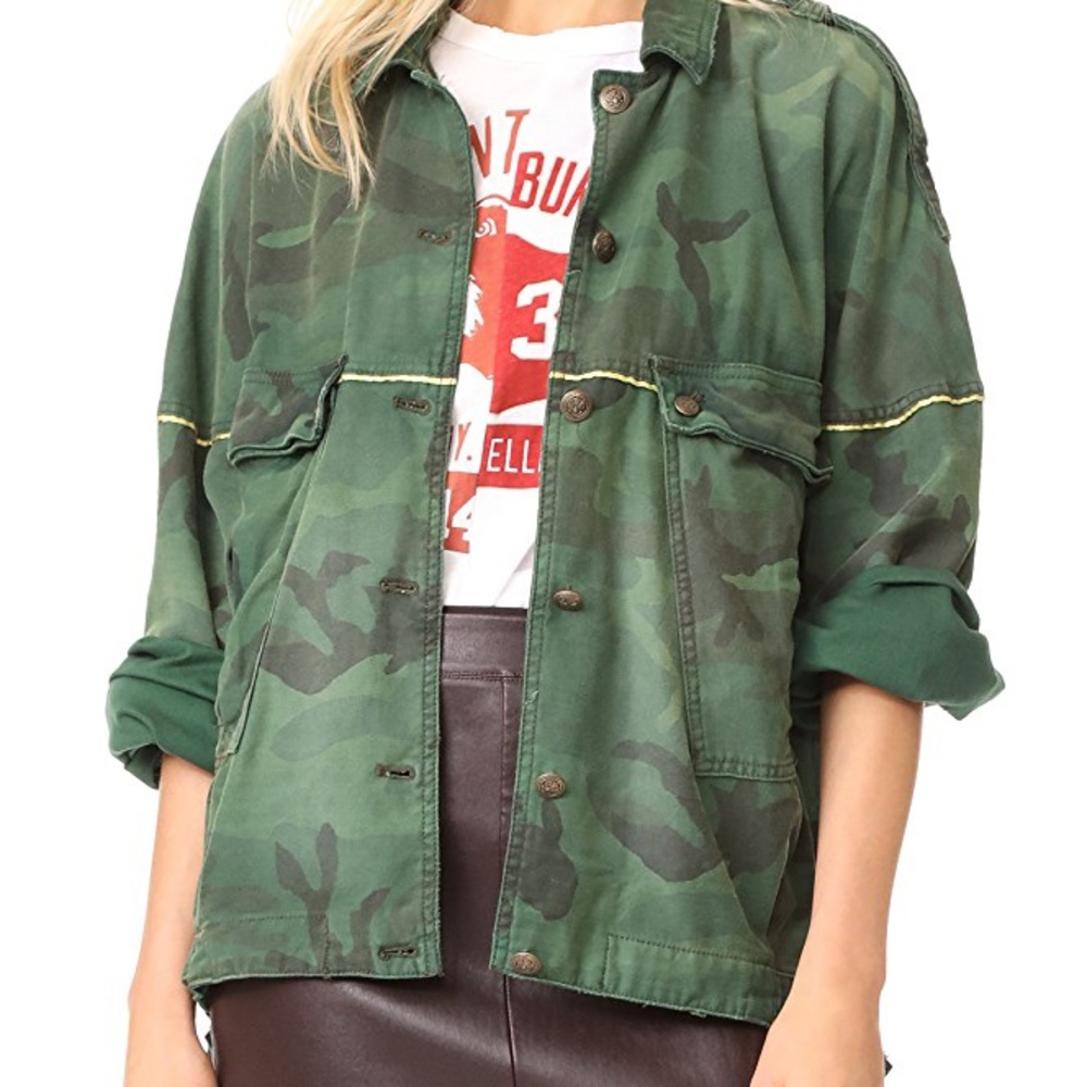 Free people slouchy camo military jacket - size S